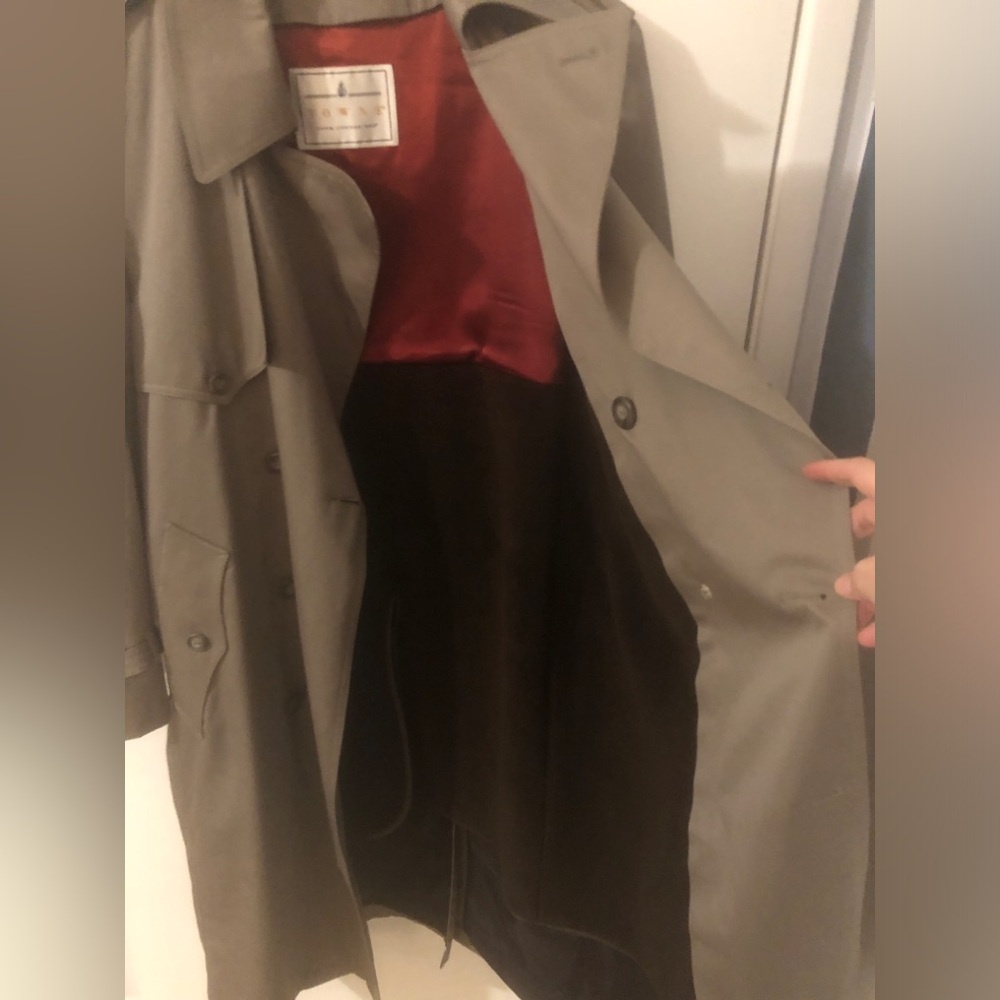 London Fog Towne Vintage 80s 90s Mens size 38 Short Grey Lined Trench Coat - Picture 6 of 15